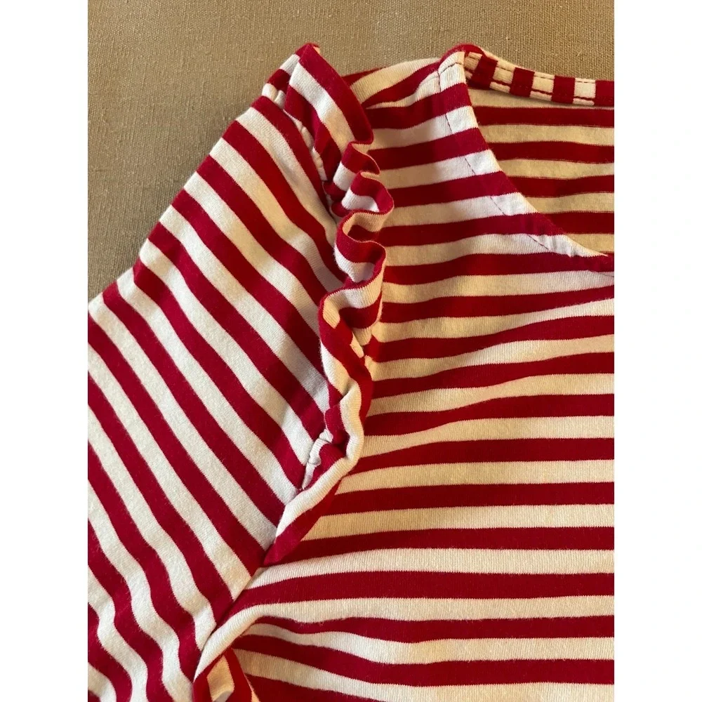 Lands End Dress Girls Size Medium Red and White Stripes Tunic Vacation Holiday